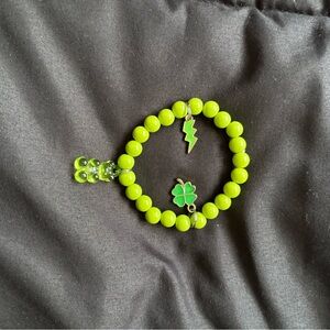 Green Beaded Kids Bracelet with Charms